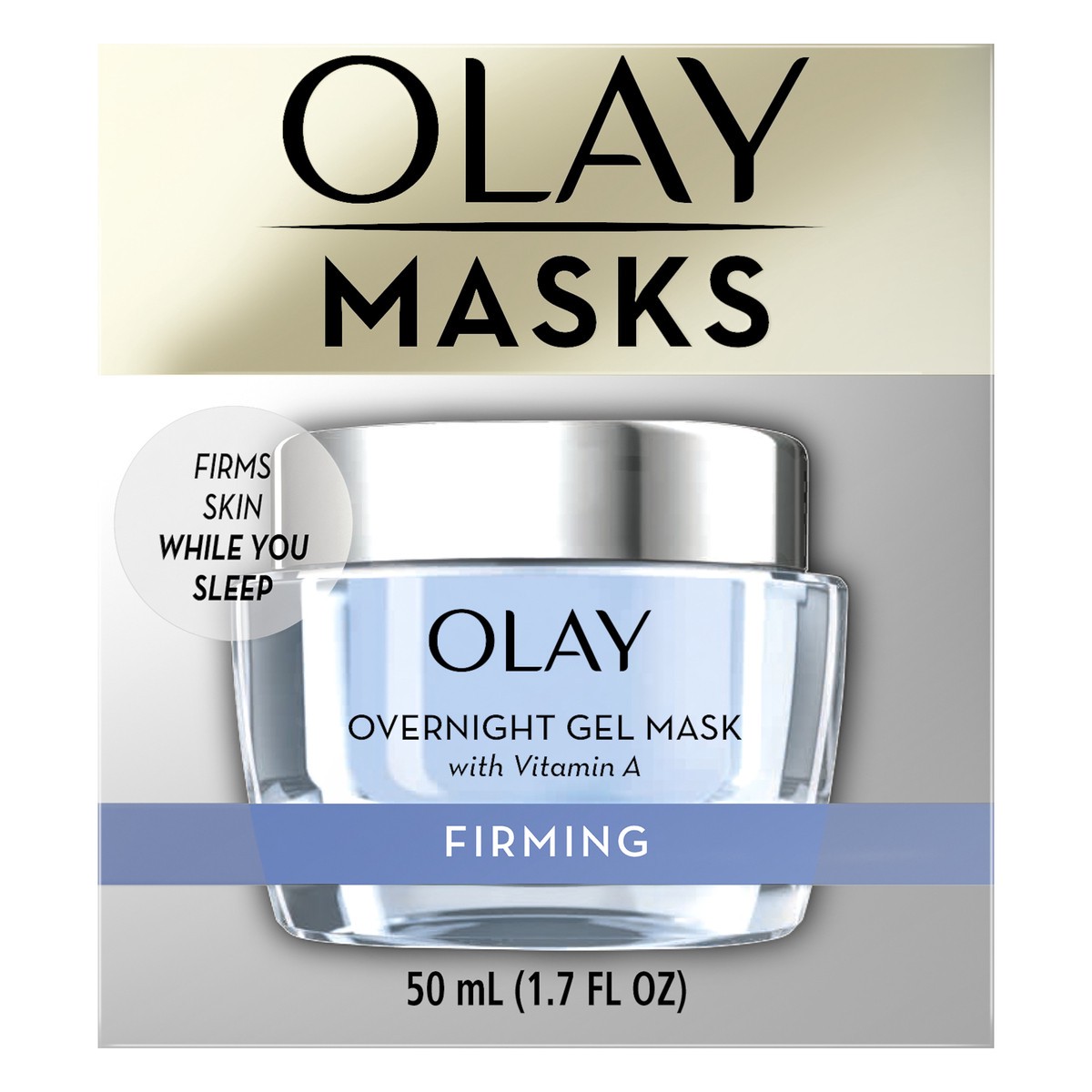 slide 1 of 1, Olay Overnight with Vitamin A Firming Gel Mask 50 ml, 1.7 oz