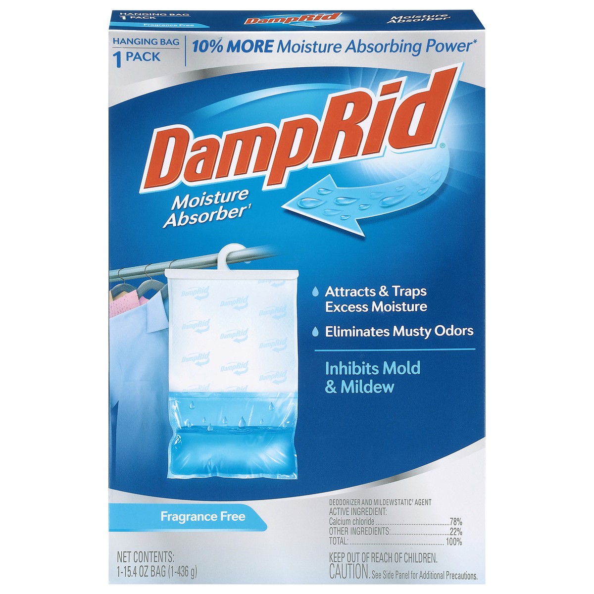 slide 1 of 4, DampRid Hanging Bag Fragrance Free Moisture Absorber 15.4 oz, 15.4 ea