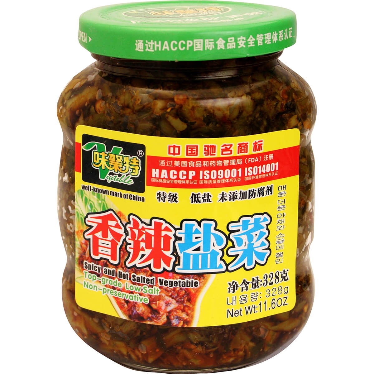 slide 1 of 1, Weijute Wei Ju Te Jar Spicy N Hot Salted Vegetable, 328 gram