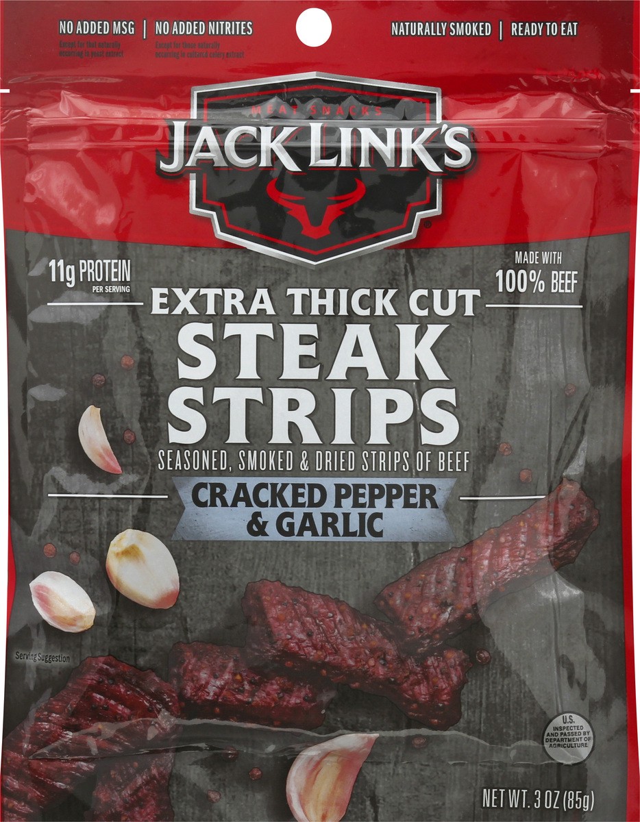 slide 6 of 9, Jack Link's 3Oz Jack Link's Cracked Pepper And Garlic Beef Steak Cuts 1/1Ct, 3 oz
