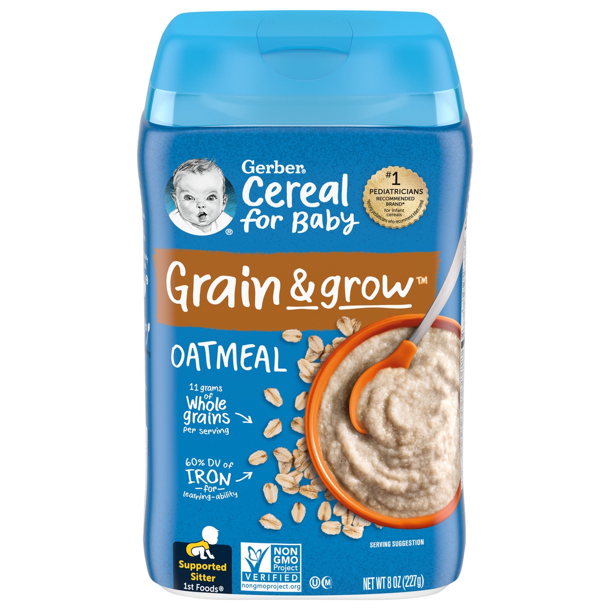 slide 1 of 1, Gerber Baby Cereal, Single Grain Oatmeal, 8 oz