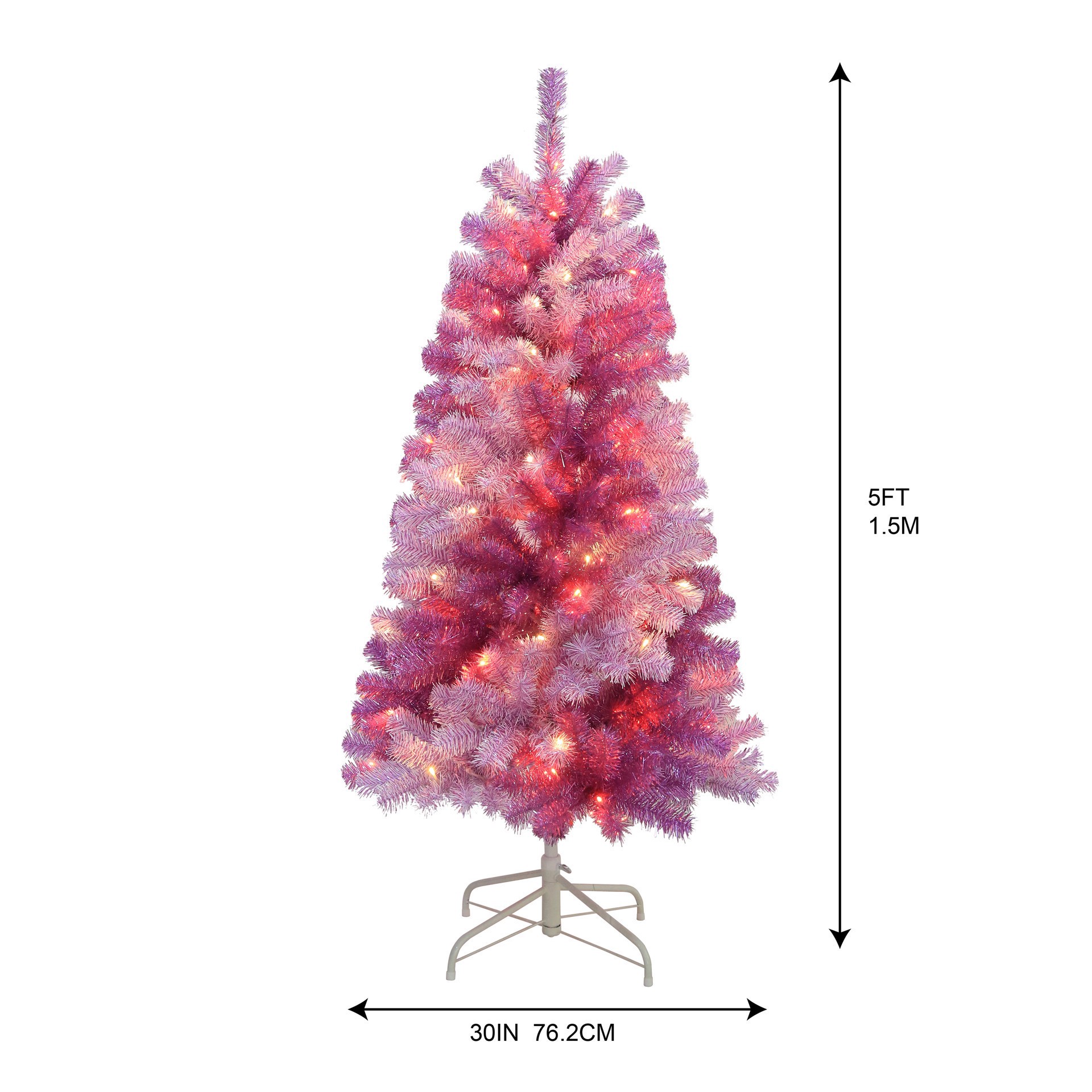 slide 4 of 5, 5ft. Pre-Lit Peppermint Pine Artificial Christmas Tree, Warm White Led Lights By Ashland, 5 ft