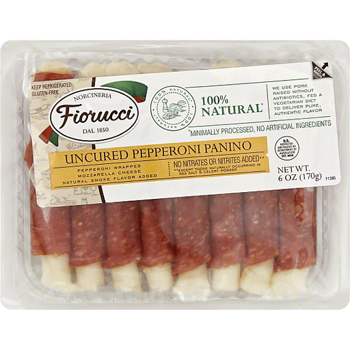 Fiorucci 100 Natural Uncured Pepperoni Panino Wrapped Mozzarella Cheese ...