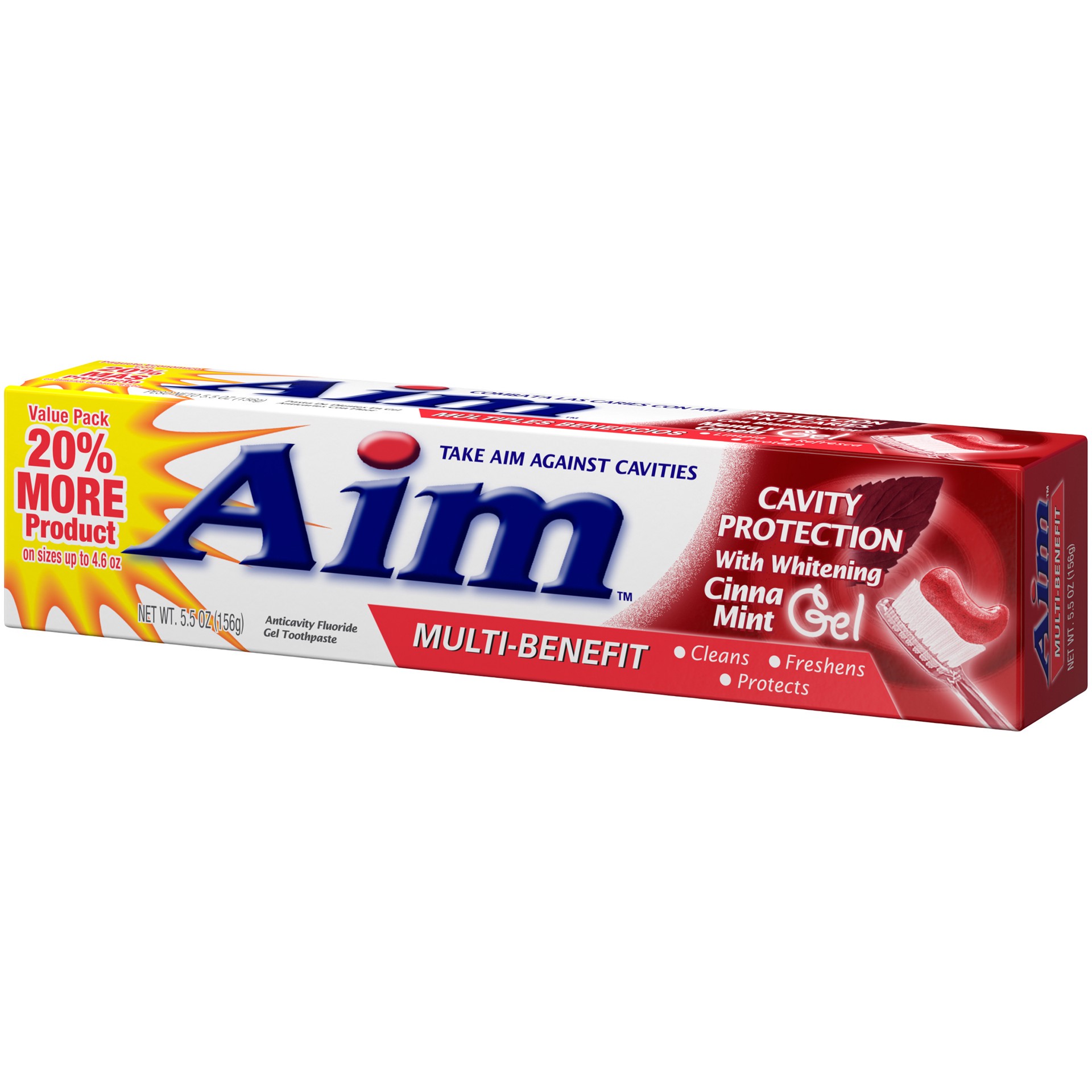 slide 3 of 4, Aim Cavity Protection Fluoride Gel Toothpaste with Whitening, 5.5 OZ, 5.5 oz