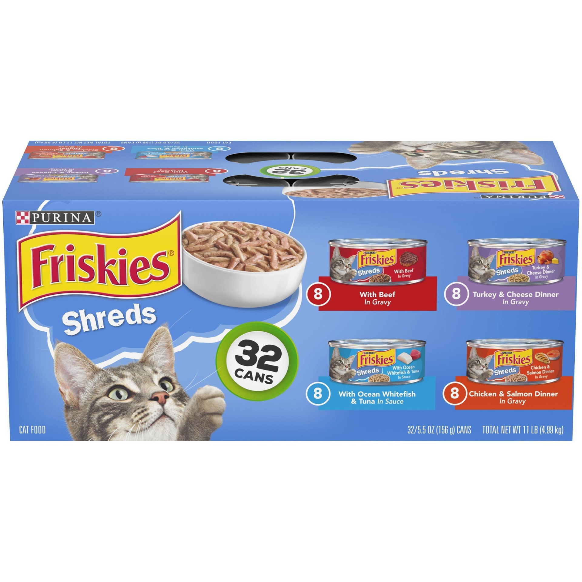 slide 1 of 1, Friskies Savory Shreds Cat Food Variety Pack, 32 ct