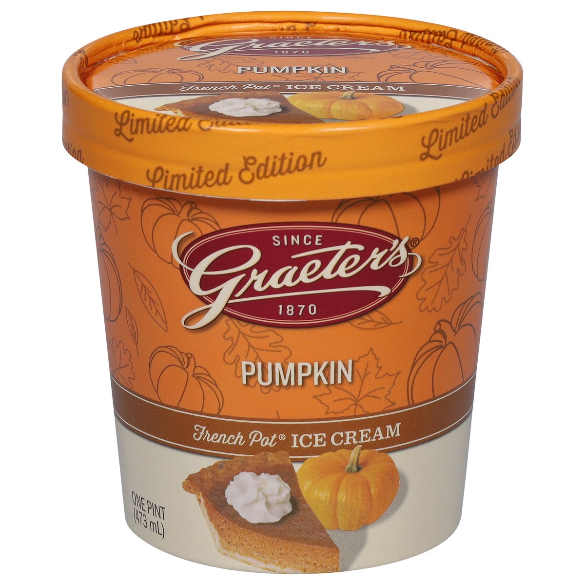 slide 1 of 3, Graeter's French Pot Pumpkin Ice Cream 1 pt, 1 pint