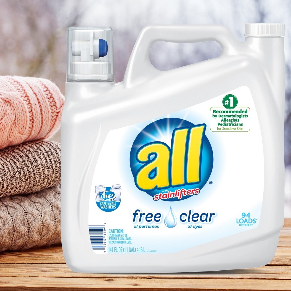 slide 4 of 4, All Free & Clear Liquid Detergent, 141 fl oz