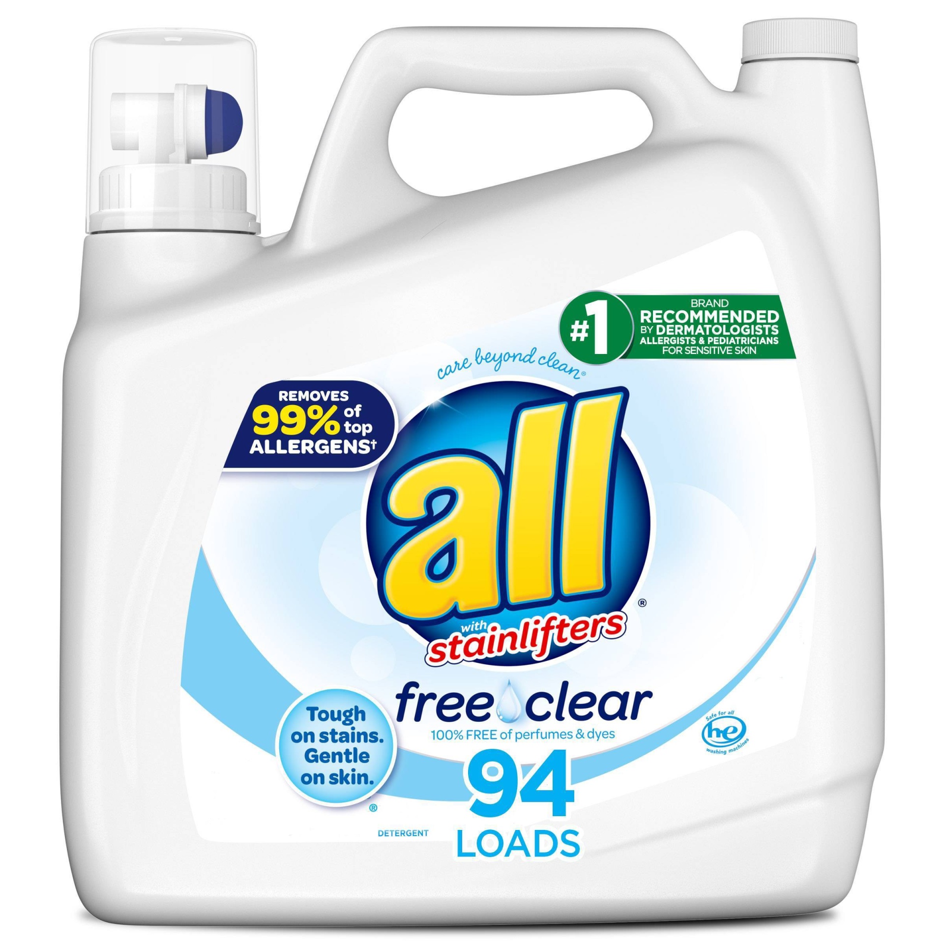slide 1 of 4, All Free & Clear Liquid Detergent, 141 fl oz