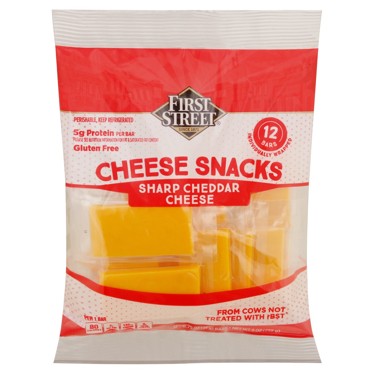 slide 13 of 13, First Street Sharp Cheddar Snack Bars - 9 oz, 9 oz