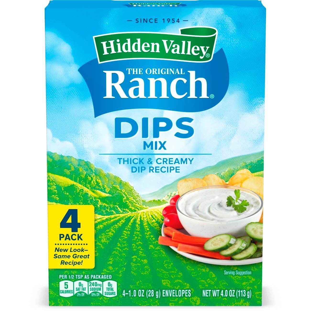 slide 1 of 13, Hidden Valley Gluten Free Original Ranch Dips Mix Packets, 4 ct; 1 oz