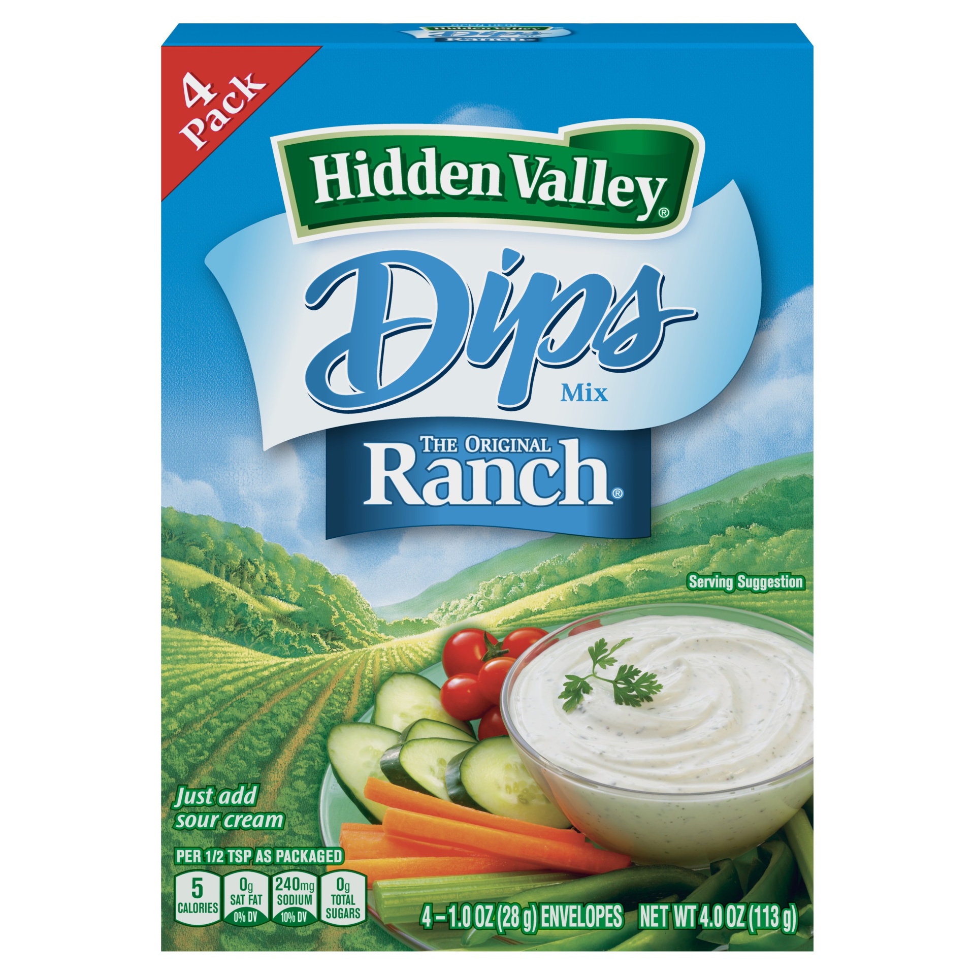 Hidden Valley Gluten Free Original Ranch Dips Mix Packets 4 ct; 1 oz