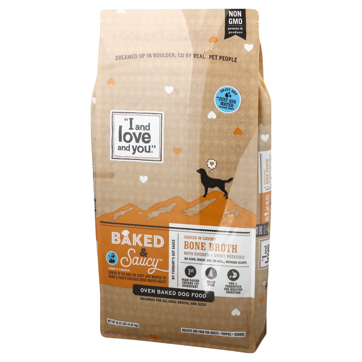 slide 4 of 9, I and Love and You Baked & Saucy Oven Baked Bone Broth with Chicken + Sweet Potatoes Dog Food 10.25 lb, 10.25 lb