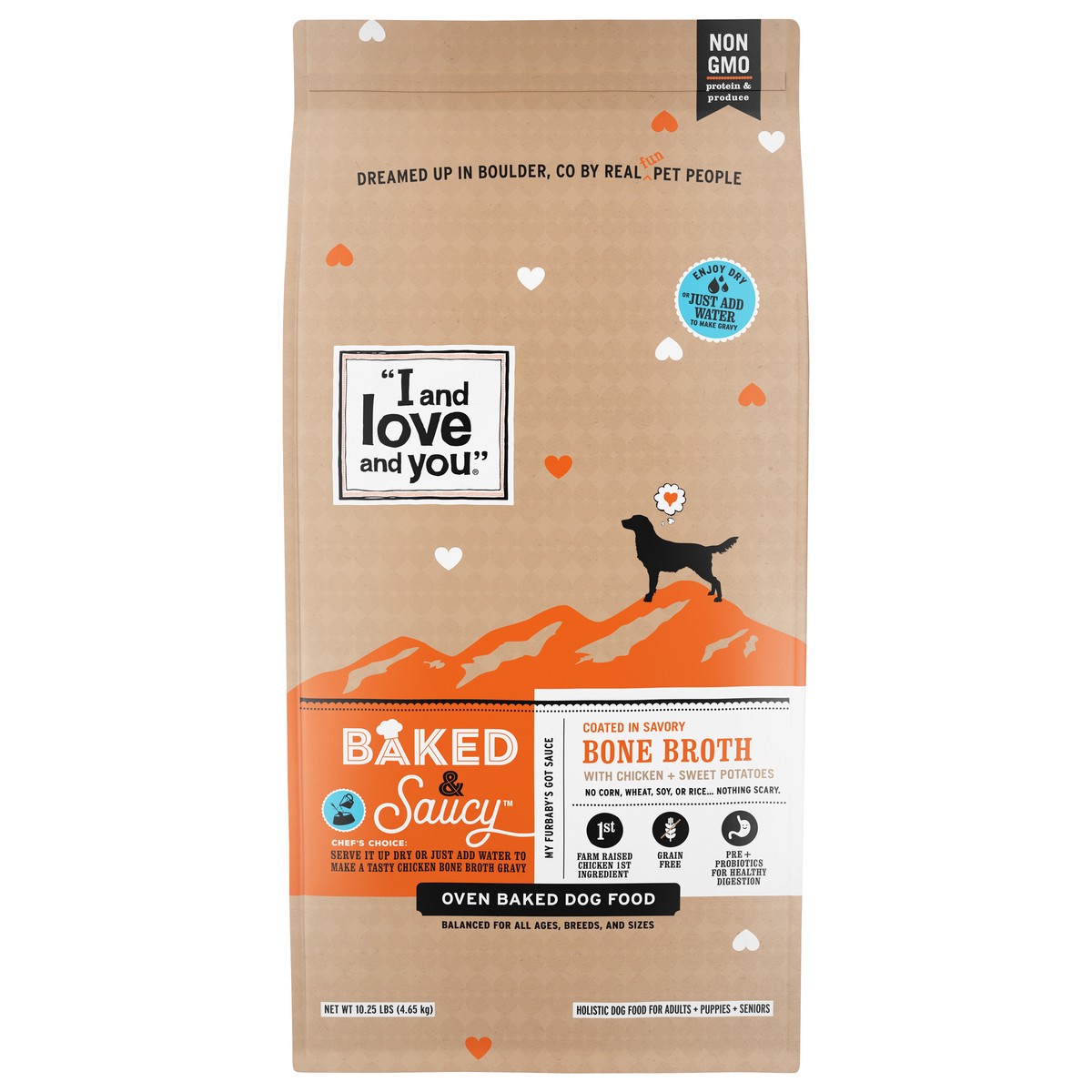slide 1 of 9, I and Love and You Baked & Saucy Oven Baked Bone Broth with Chicken + Sweet Potatoes Dog Food 10.25 lb, 10.25 lb