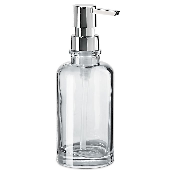 slide 1 of 1, Oggi Round Glass Soap Dispenser - Clear, 12 oz