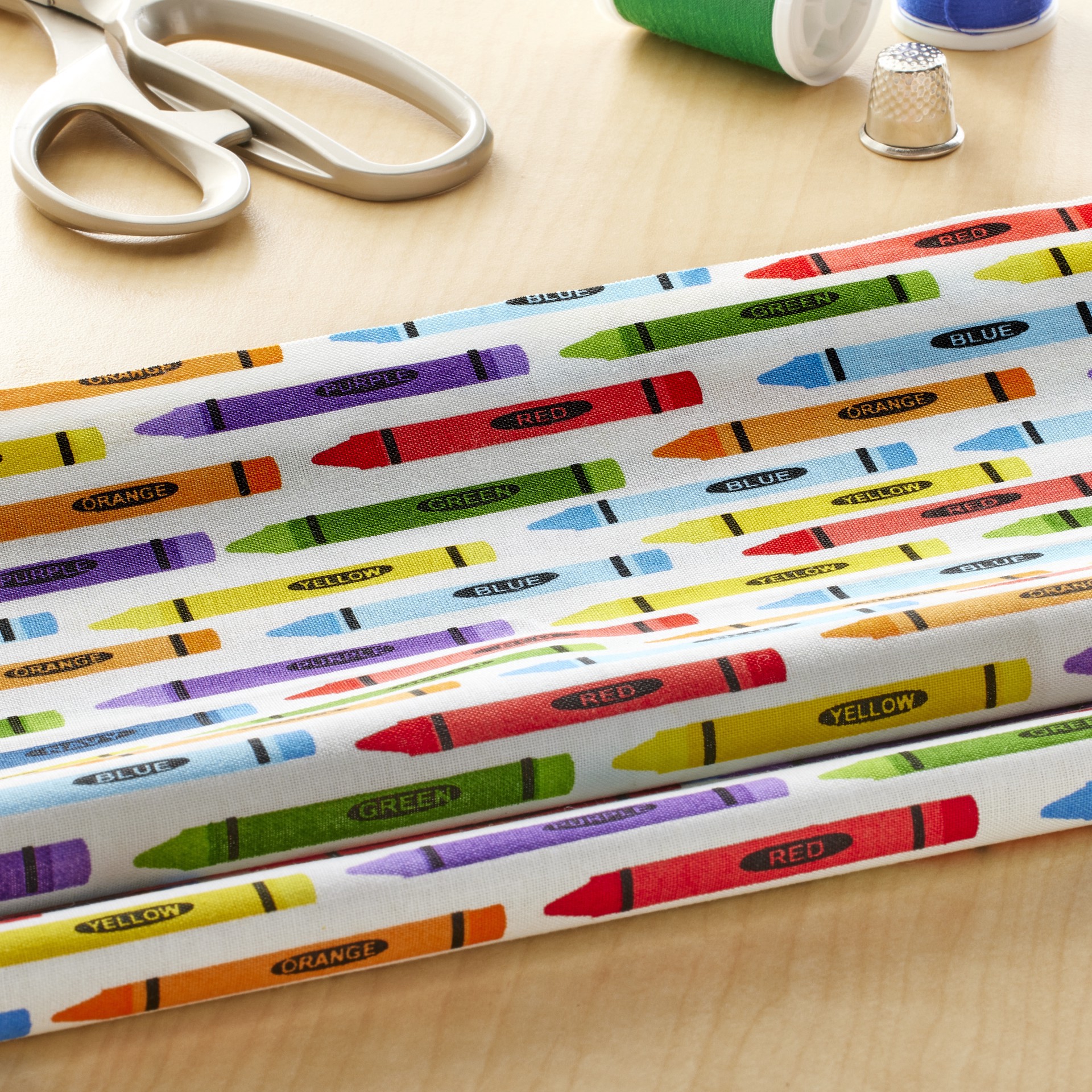 slide 4 of 4, Multicolor Crayon Cotton Fabric By Loops & Threads, 18 in x 21 in