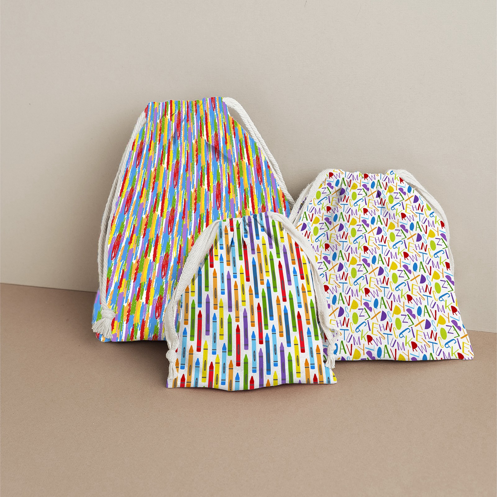 slide 3 of 4, Multicolor Crayon Cotton Fabric By Loops & Threads, 18 in x 21 in