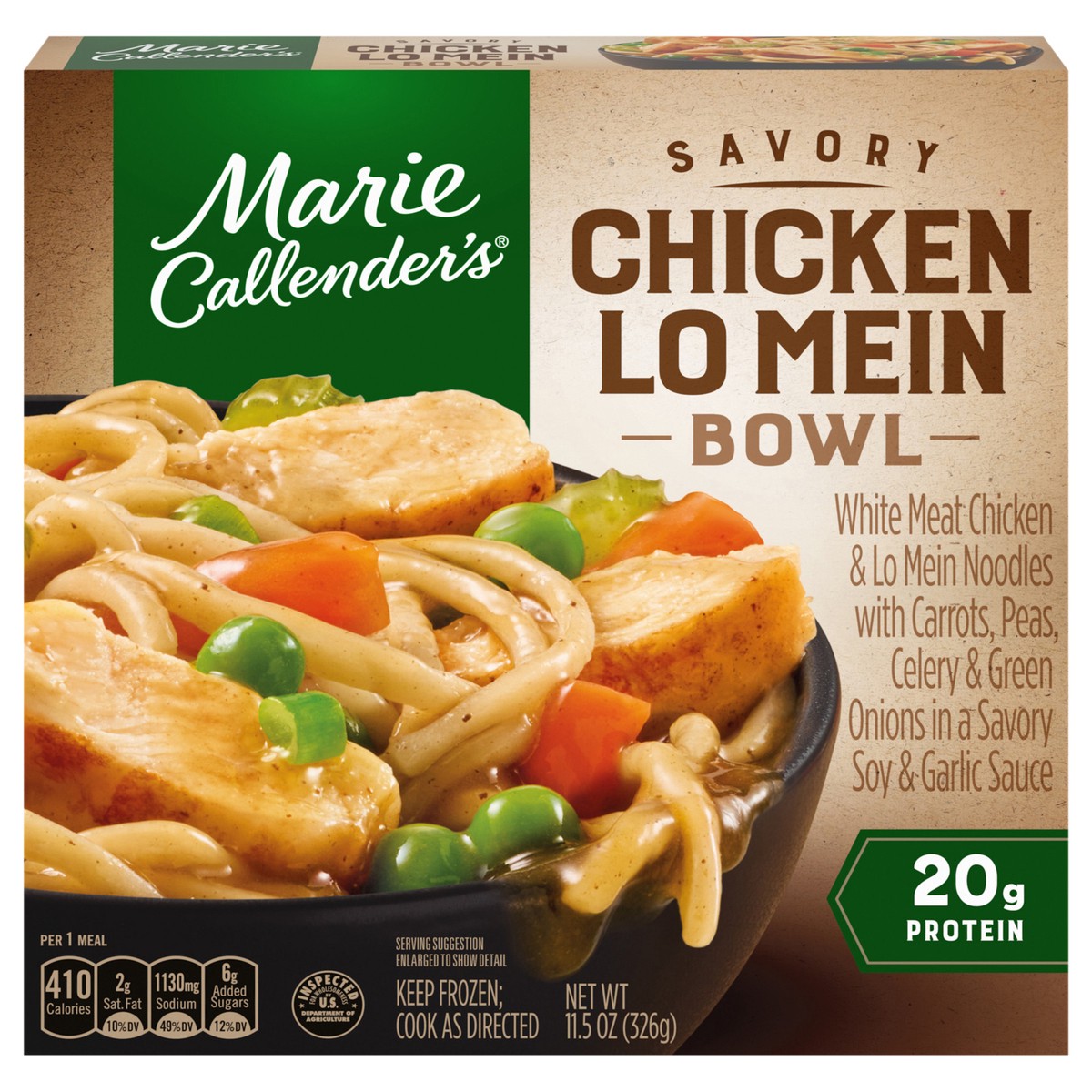 slide 1 of 14, Marie Callender's Savory Chicken Lo Mein Bowl, Frozen Meal, 11.5 oz., 11.5 oz