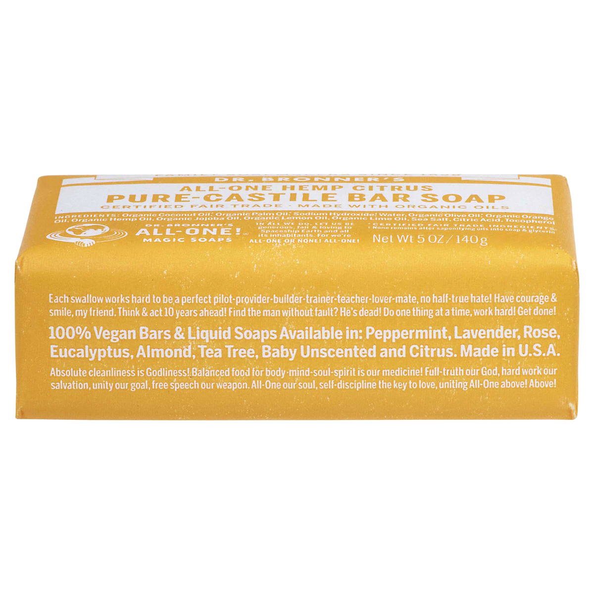 slide 6 of 17, Dr. Bronner's All-One Hemp Citrus Pure-Castile Bar Soap 5 oz, 5 oz