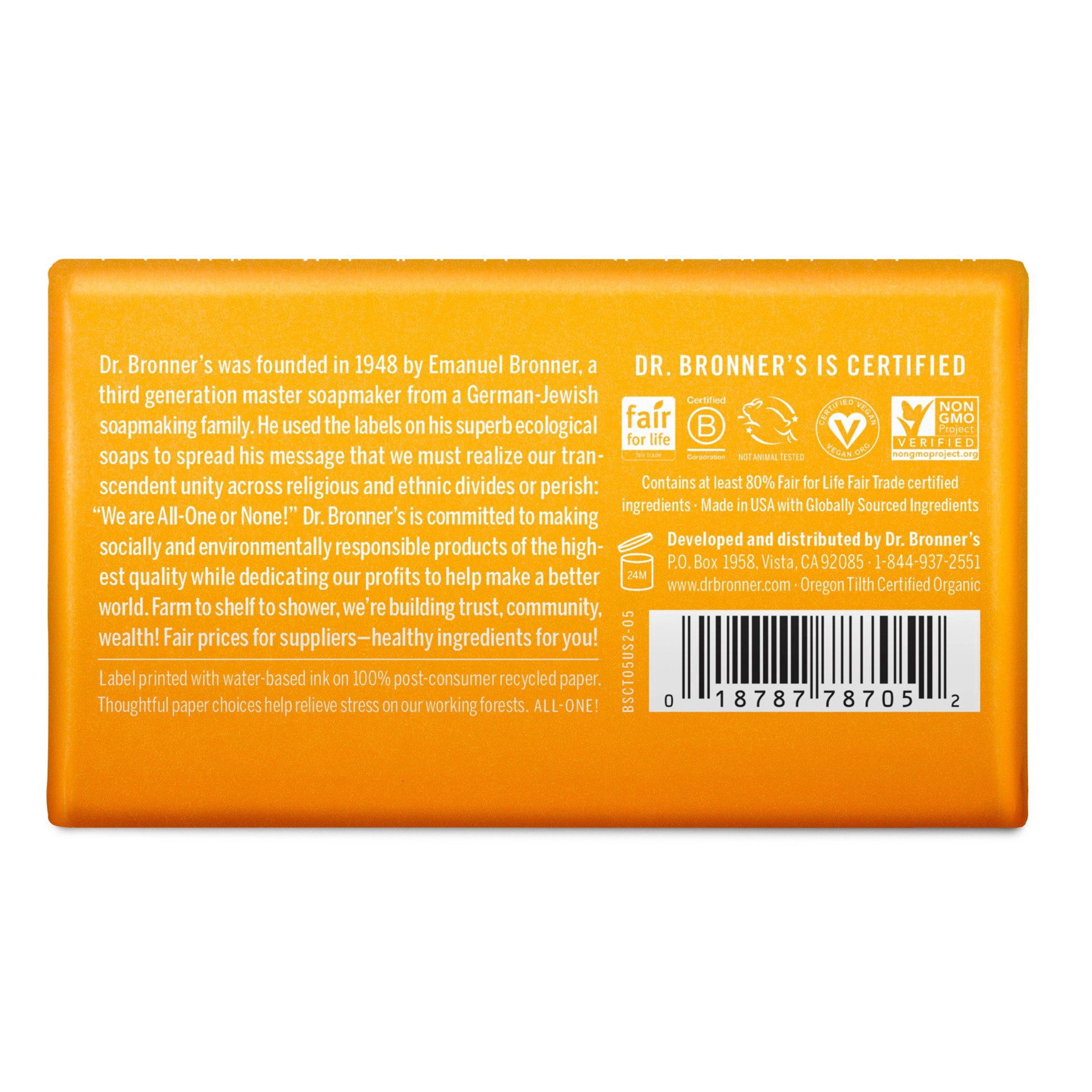 slide 17 of 17, Dr. Bronner's All-One Hemp Citrus Pure-Castile Bar Soap 5 oz, 5 oz