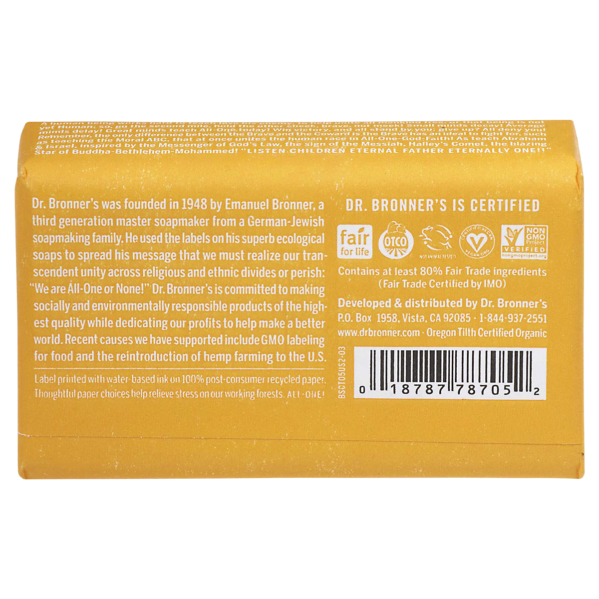 slide 7 of 17, Dr. Bronner's All-One Hemp Citrus Pure-Castile Bar Soap 5 oz, 5 oz