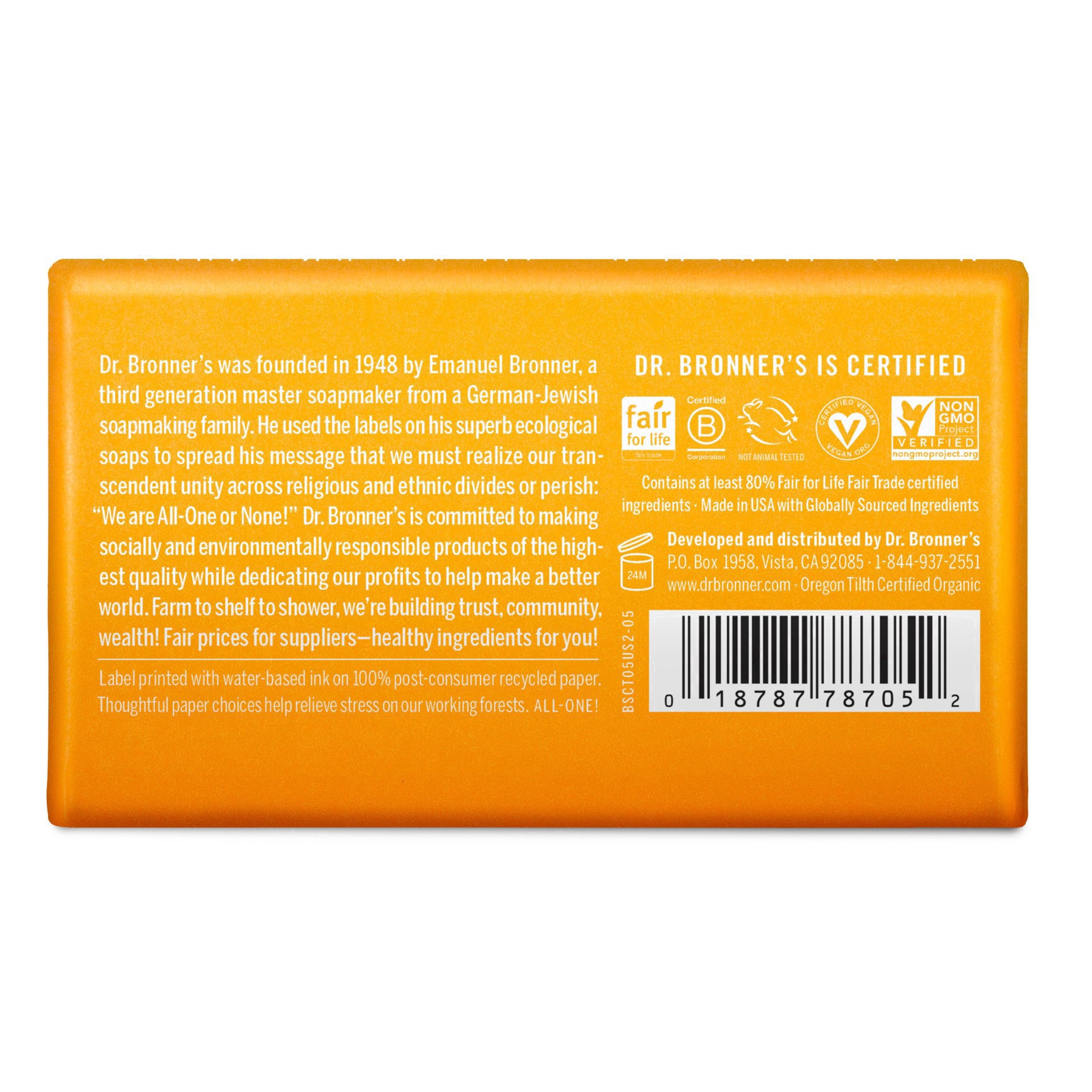 slide 10 of 17, Dr. Bronner's All-One Hemp Citrus Pure-Castile Bar Soap 5 oz, 5 oz