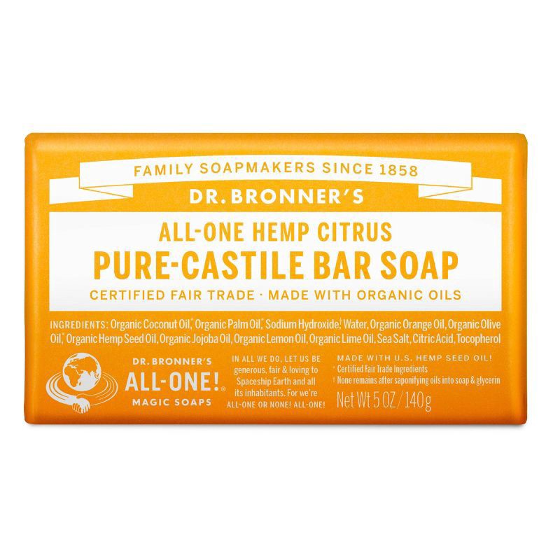 slide 1 of 17, Dr. Bronner's All-One Hemp Citrus Pure-Castile Bar Soap 5 oz, 5 oz