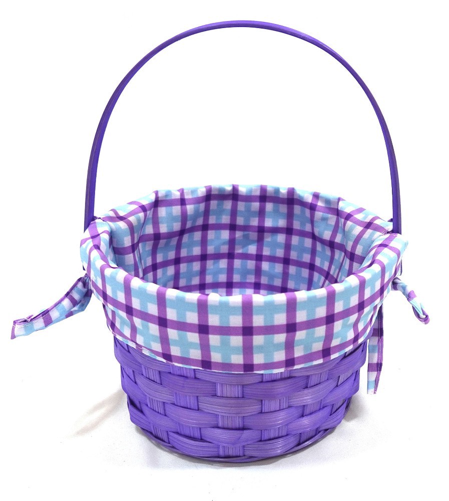 slide 2 of 3, HH 7in Lined Bamboo Basket - Purple, 7 in