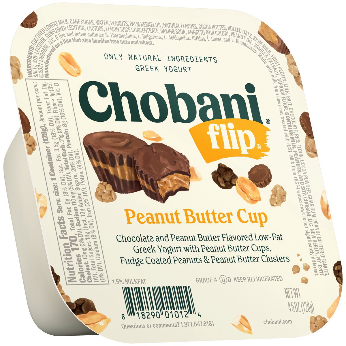 slide 10 of 13, Chobani Yogurt, Greek, Peanut Butter Cup, 4.5 oz