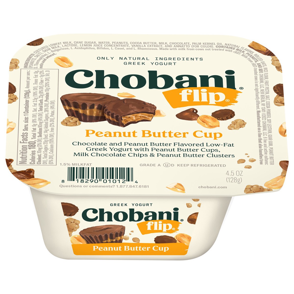 slide 12 of 13, Chobani Yogurt, Greek, Peanut Butter Cup, 4.5 oz