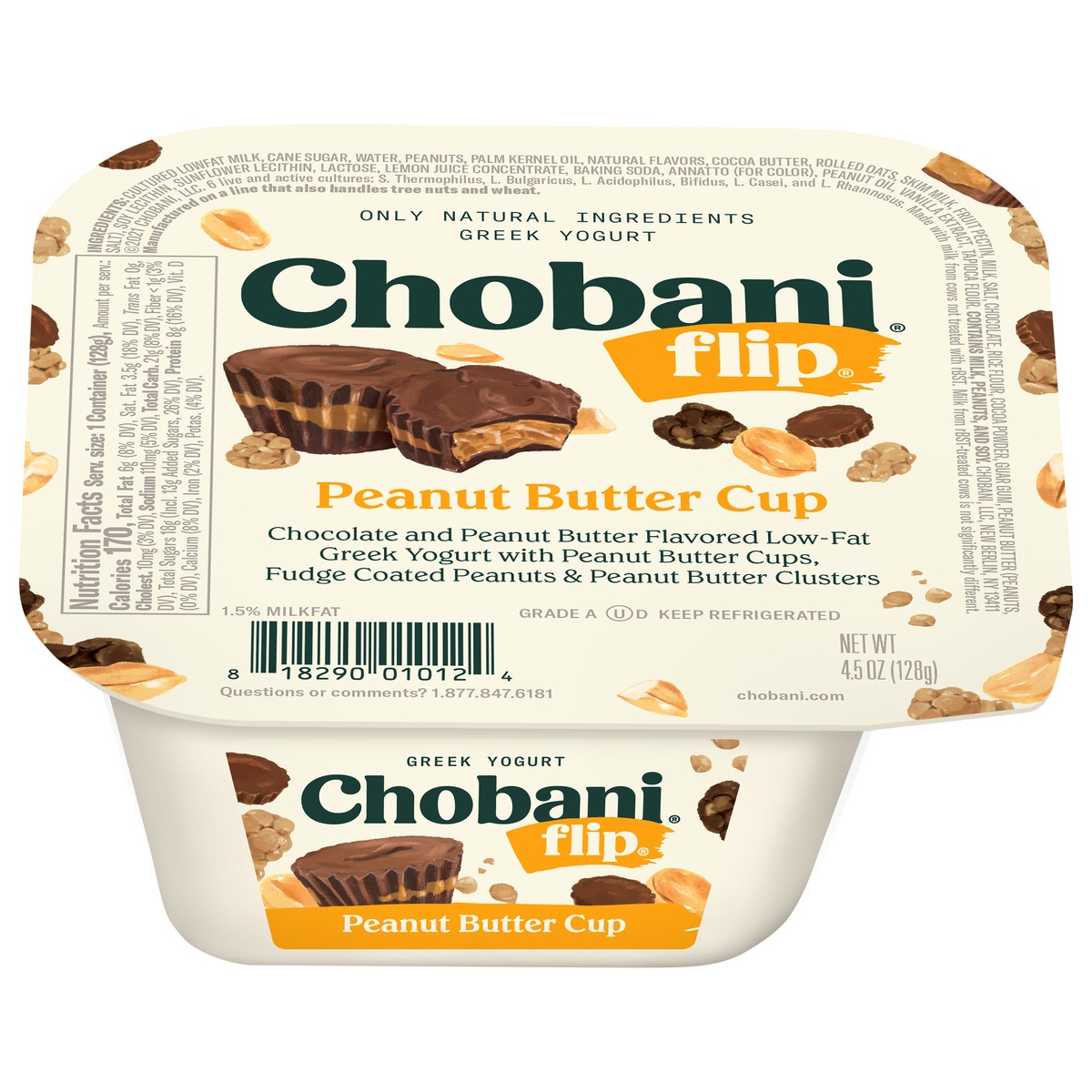 slide 1 of 8, Chobani Flip Greek Peanut Butter Cup Yogurt, 