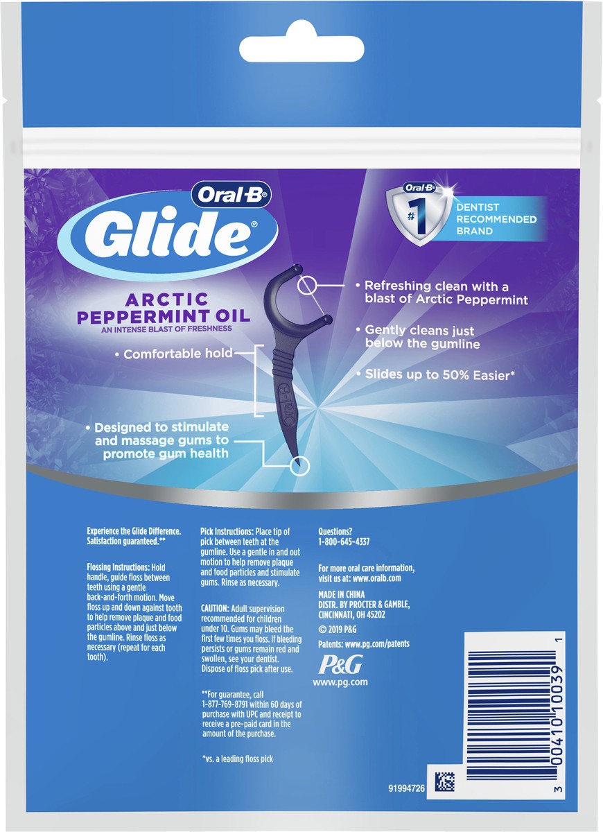 slide 2 of 3, Oral-B Glide Arctic Peppermint Oil Dental Floss Picks Mint - 75ct, 75 ct