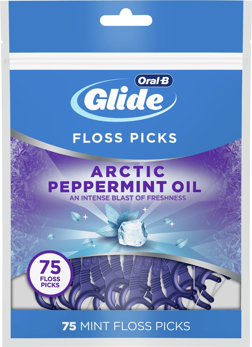 slide 3 of 3, Oral-B Glide Arctic Peppermint Oil Dental Floss Picks Mint - 75ct, 75 ct