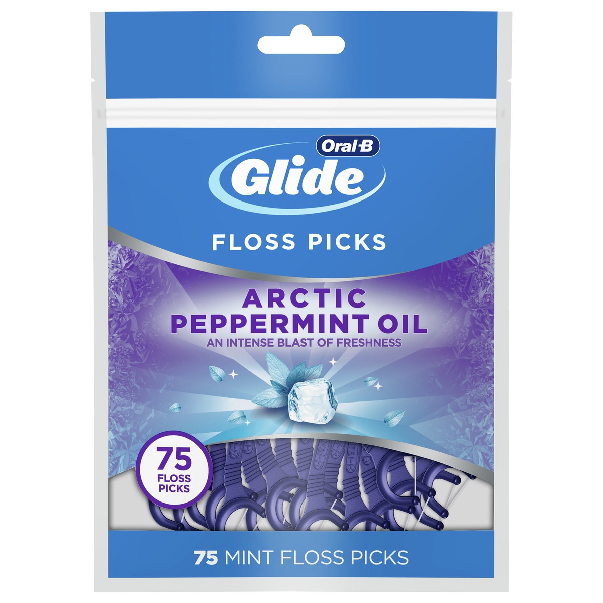 slide 1 of 3, Oral-B Glide Arctic Peppermint Oil Dental Floss Picks Mint - 75ct, 75 ct