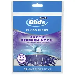 Oral-B Glide Arctic Peppermint Oil Dental Floss Picks Mint - 75ct
