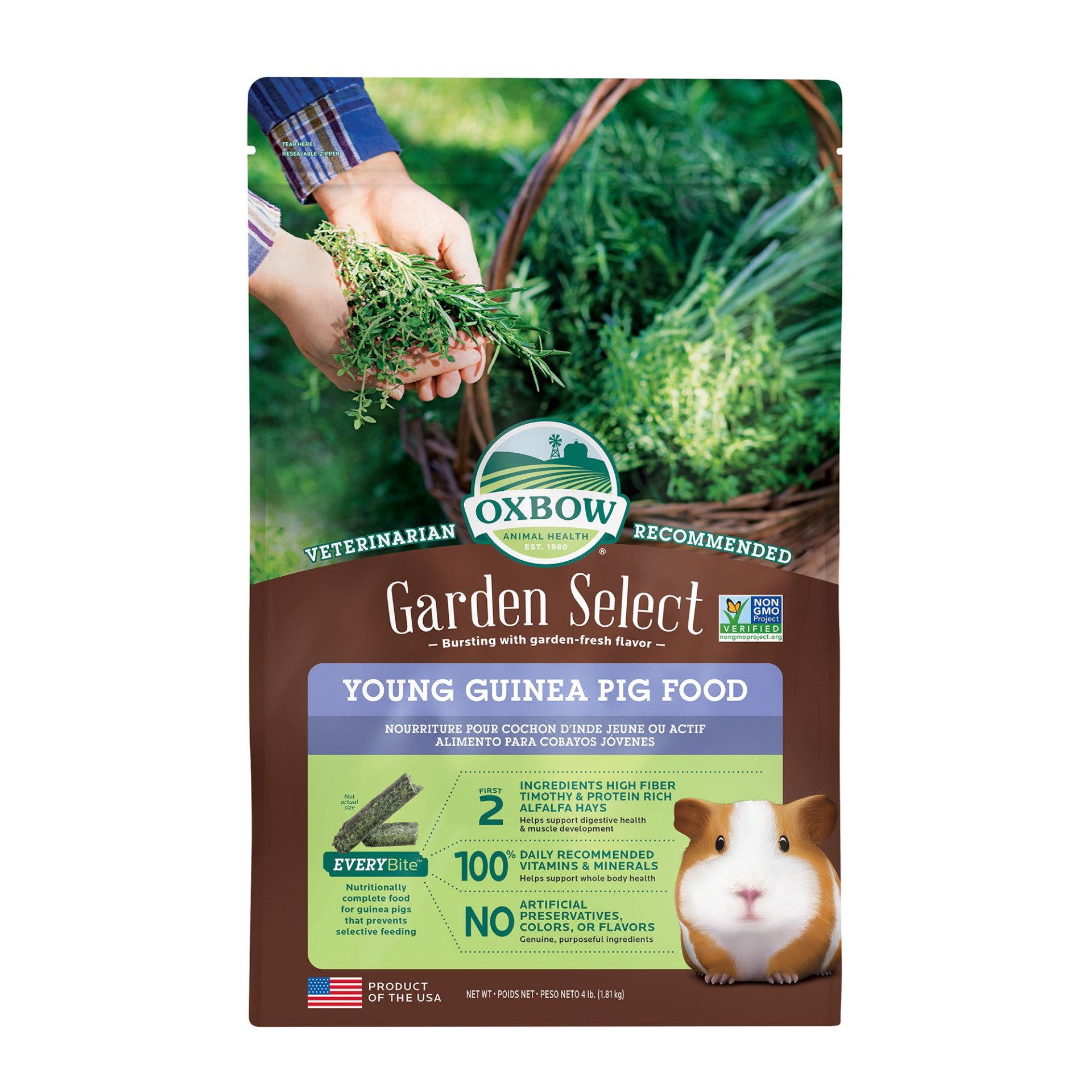 slide 1 of 1, Oxbow Garden Select Young Guinea Pig Food, 4 lb