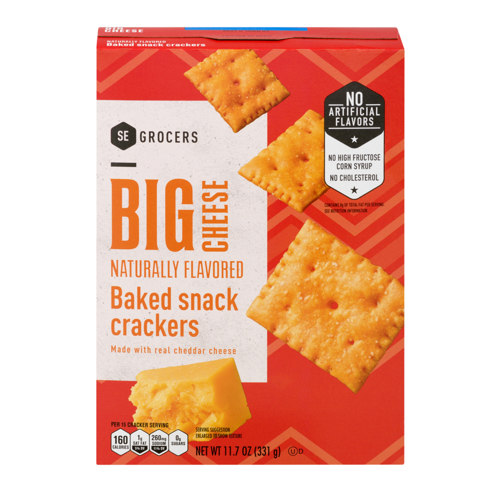 slide 1 of 1, SE Grocers Big Cheese Naturally Flavored Baked Snack Crackers, 11.7 oz
