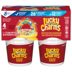 Lucky Charms Gluten Free Cereal with Marshmallows, Kids Breakfast Cereal, Made with Whole Grain, 4 Cereal Cups, 6.8 oz