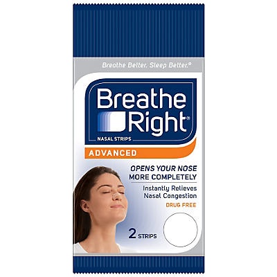 slide 1 of 1, Breathe Right Nasal Strips Advanced Clear Strips Trial Size, 2 ct