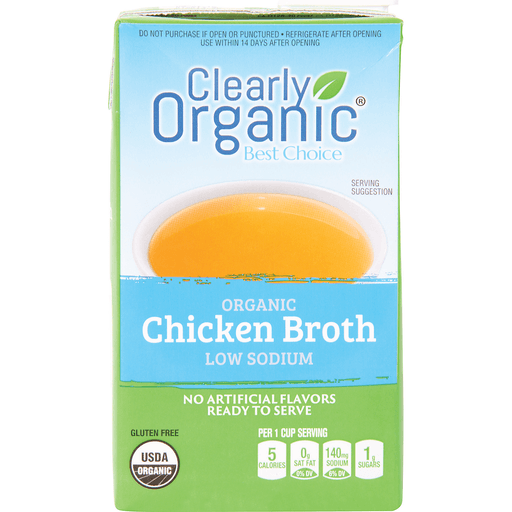 slide 1 of 1, Clearly Organic Low Sodium Chicken Broth, 32 oz