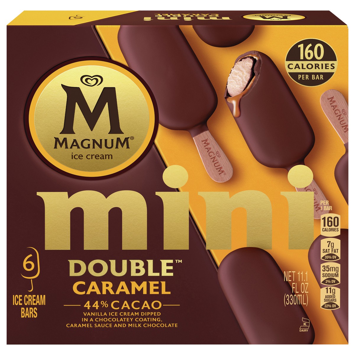 slide 1 of 3, Magnum Mini Double Caramel Ice Cream Bars, 6 ct