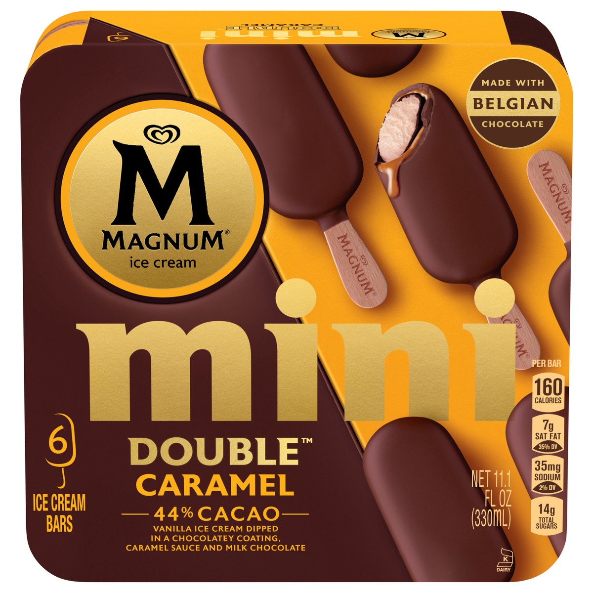 slide 1 of 3, Magnum Ice Cream Bars Double Caramel, 11.1 oz, 6 Count , 6 ct: 11.1 oz