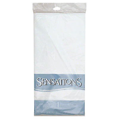 slide 1 of 1, Sensations Plastic Lined Tablecover - White, 54 in x 108 in