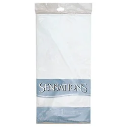 Sensations Plastic Lined Tablecover - White