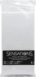Sensations Plastic Lined Tablecover - White