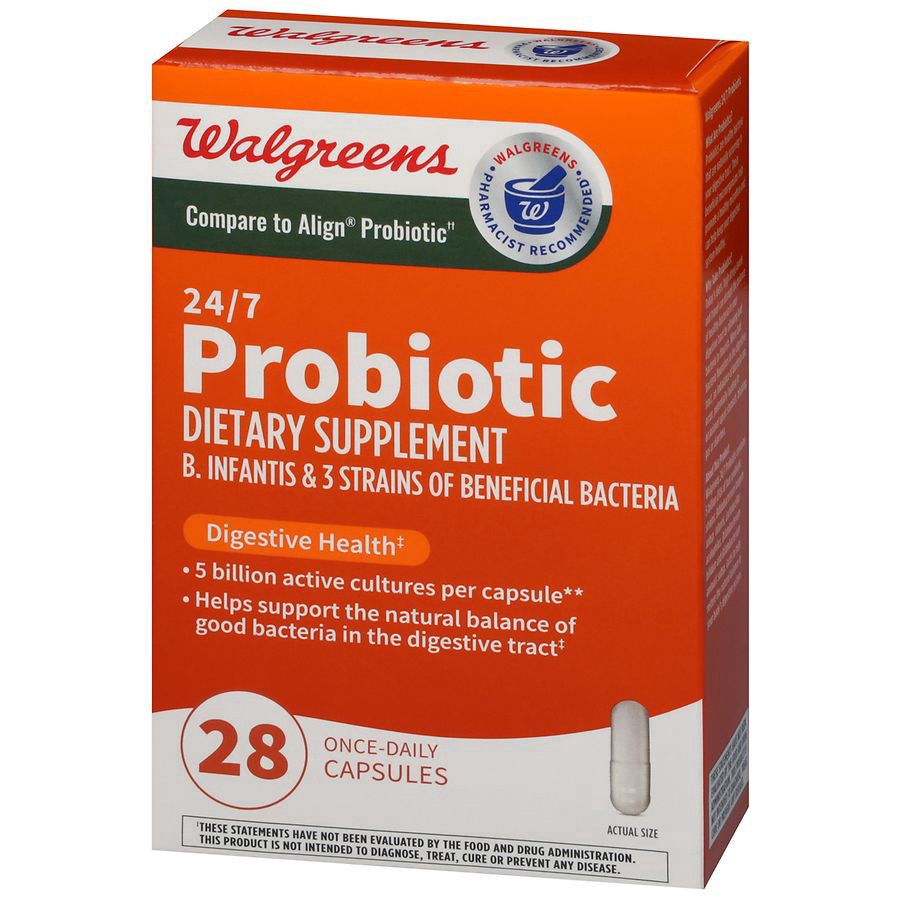 slide 3 of 5, Walgreens 24/7 Probiotic Capsules, 28 ct