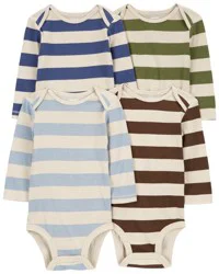 Carter's Baby 4-Pack Striped Long-Sleeve Bodysuits Multi 24M