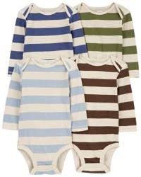Carter's Baby 4-Pack Striped Long-Sleeve Bodysuits Multi 24M