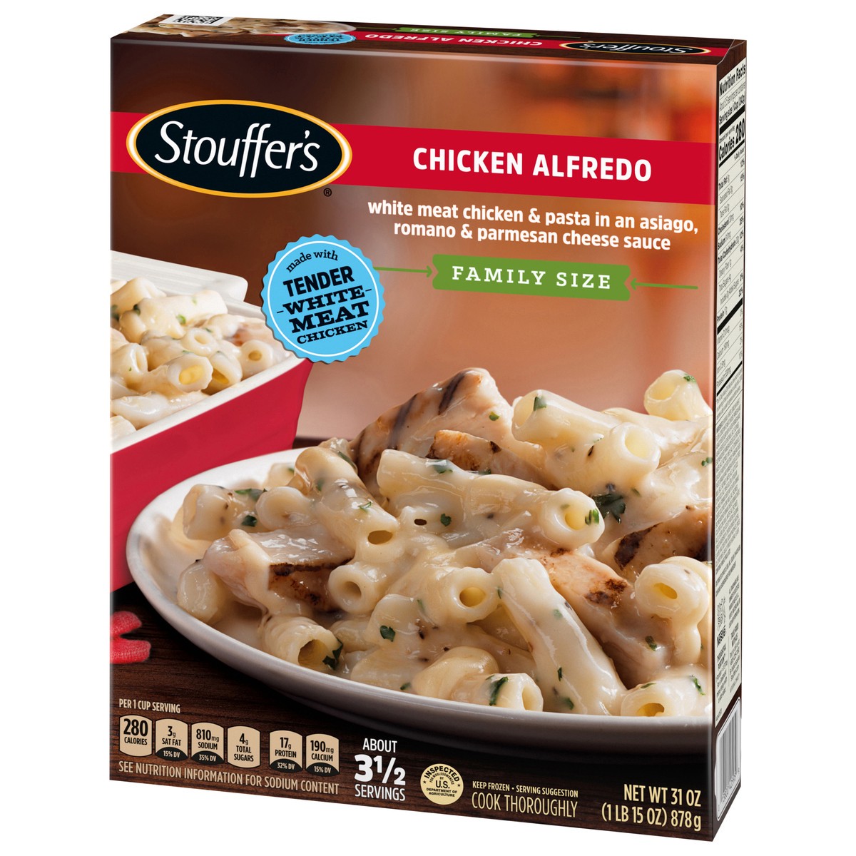 slide 13 of 15, Stouffer's Family Size Chicken Alfredo Frozen Meal, 31 oz