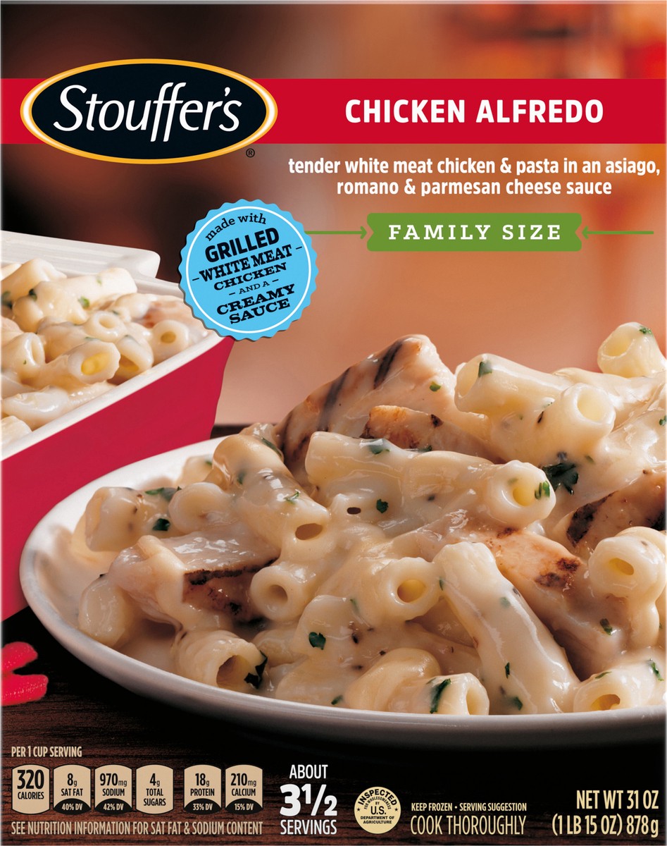 slide 6 of 15, Stouffer's Family Size Chicken Alfredo Frozen Meal, 31 oz