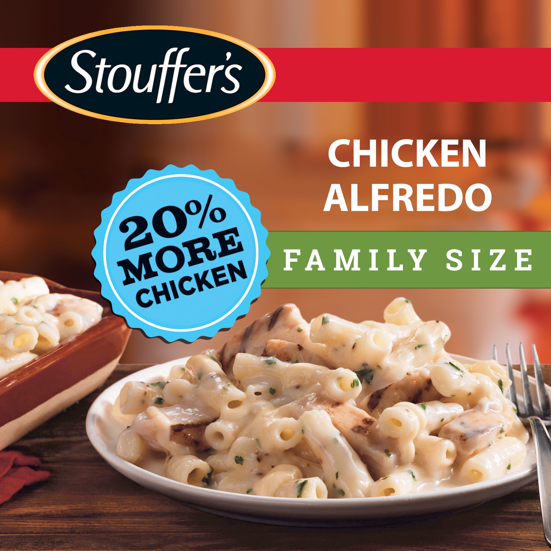 slide 1 of 15, Stouffer's Family Size Chicken Alfredo Frozen Meal, 31 oz